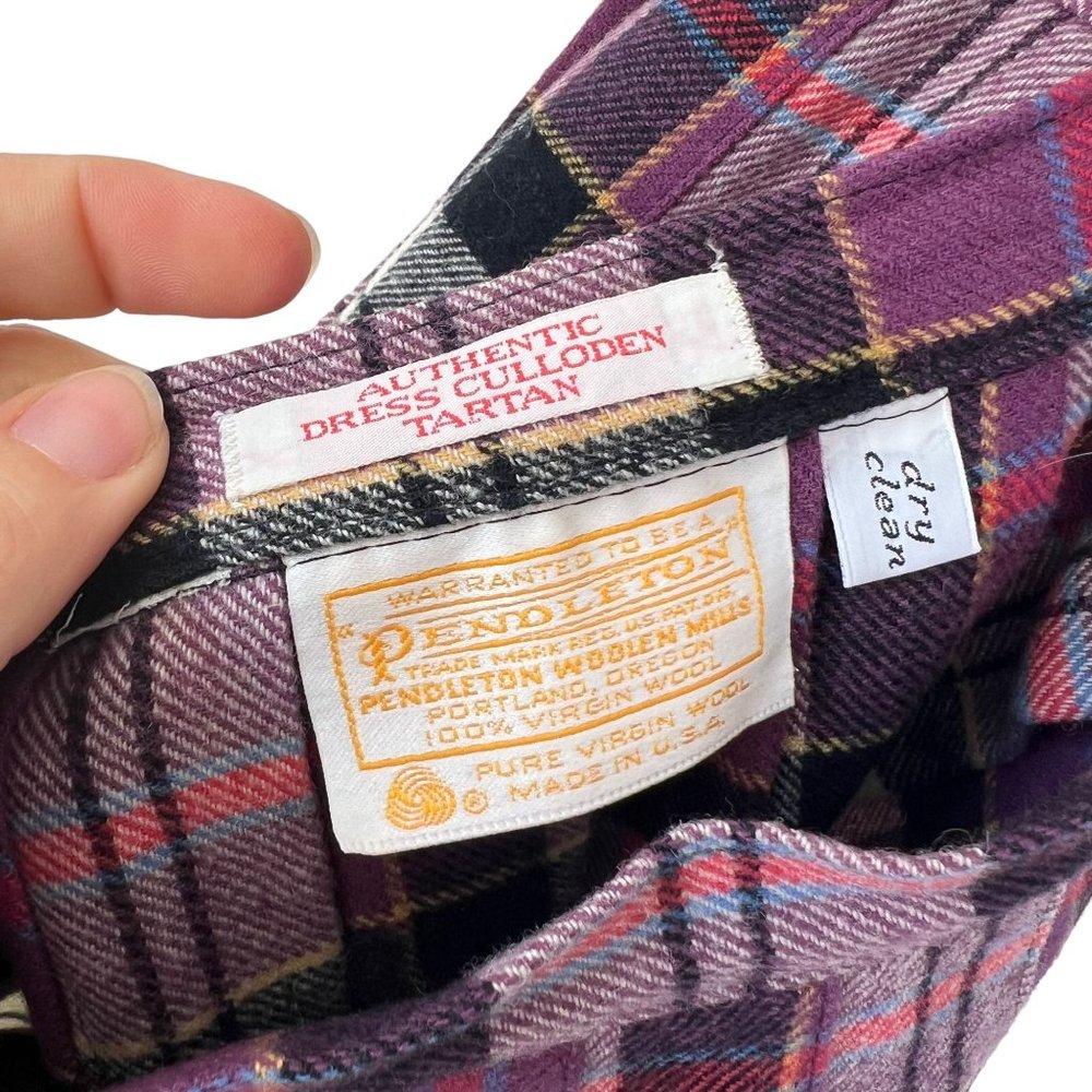 Vintage Pendleton Authentic Culloden Tartan Purple Plaid Wool Pleated Knee Lengt - Picture 3 of 7